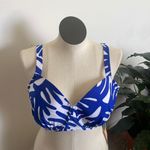 Kona Sol Women Coral Print Underwire Bikini Top Blue white swimwear New size 18 Photo 2