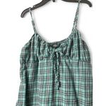 Wild Fable Women's S‎ Babydoll Dress Plaid Thin Strap Tie Front Mini Green Grunge Skater Photo 10
