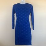 Pinkblush  Cobalt Royal Blue Lace Long Sleeve Maternity Dress Photo 9