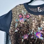 Free People NEW  Life Of The Party Twofer Sequin T-Shirt Top Lace Black Size XS Photo 11