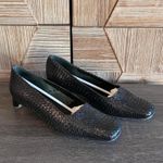 Talbots Womens Black Woven Leather Low Heels Size 8N Office Career Photo 2