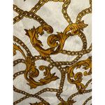 Vintage Satin Equestrian Chain Print Blouse Heritage Preppy Baroque Top Large Gold Photo 11