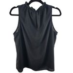 Who What Wear  Black Sleeveless Ruffle Neck Blouse Tank Top Photo 3
