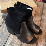 Naked Feet Black Heeled Boots Chelsea Style peep toe 7.5 new in box leather Photo 0