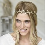 Free People Gold Wire Leaf Elastic Headband Photo 0
