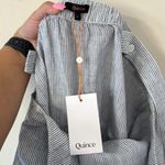 NEW Quince 100% European Linen Square Neck Jumpsuit Blue Pinstripe Size Large Photo 10