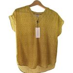 Carolina belle Montreal Yellow Short Sleeve Blouse Abstract Print Size XS NWT Photo 0
