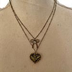 Betsey Johnson Leopard Heart & Bow (Faux) Double Strand Necklace Photo 3