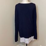 Calvin Klein  Long Pullover‎ Sweater. Size Medium. Navy w/shirt trim. Photo 1