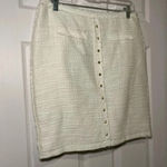 Jennifer Lopez Size 8 Cream Tweed Side Fringe Back Zipper Skirt NEW Photo 1