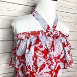 Tommy Hilfiger Paisley Ruffle Off Shoulder Halter Top Blouse Size Small Photo 4