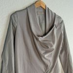 BLANK NYC  Grey Faux Leather Moto Diagonal Zip Jacket Y2K Minimalist Neutral Boss Photo 3