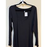 SKIMS New Ribbed Soft Lounge Dress Long Sleeve Square Neck Maxi Black Size 2X Photo 3