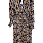 Revolve AFRM Nordstrom v neck black yellow orange floral midi hazel smocked dress Photo 10
