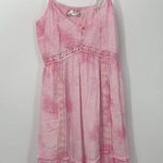 Band of Gypsies PINK TIE-DYE FLORAL EMBROIDERED ADJUSTABLE STRAP LINED DRESS Photo 0