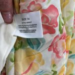 Vintage Floral Midi blouson pleated skirt tie front top dress secretary 14 Yellow Photo 10