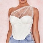 House Of CB 'Kim' Ivory Draped Tulle Corset NWOT size S white mesh Photo 10