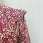 AVARA Boho Paisley Ruffle Blouse – Size Large Red Photo 5