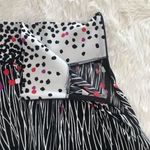 Tibi  Abstract Print Full Skirt Jersey Knit Polka Dot Stripe Black Cream Short XS Photo 4