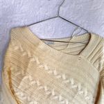 Larry Levine  Cream Cable Knit Shawl Wrap Ruana Asymmetric Neckline Cottagecore Photo 2