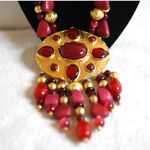 Chico's NWT  Limited Addition Gold Tone Pink/Red Beaded 28"-32" Boho Necklace Photo 2