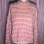 Candie's XL Sweater Pink Striped Ribbed Eyelash Fuzzy Soft Coquette Cottage Photo 0