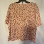 Kensie Kenzie Boxie Crop Tee Women 2X Pink Chalk Washed Floral Short Sleeve NWT Casual Photo 1
