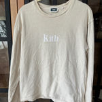 Kith  logo tee long sleeve beige sand ash crewneck top oyster mushroom pullover Photo 0
