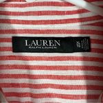 Lauren Ralph Lauren Black Label Red Striped Linen Tie Waist Top Size XL Photo 2