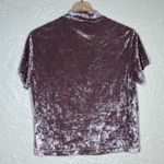 Frank + Oak Women's Pink Crushed Velvet Mock Neck Short Sleeve Top Size Small Photo 2