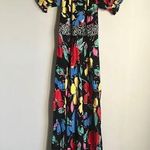 Rixo Target Floral Off Shoulder Puff Sleeve Dress Black Multicolor Black Size 4 Photo 1