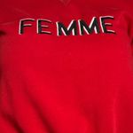 FRNCH Anthropologie  Red "FEMME" Graphic Crewneck Sweatshirt Size S Photo 1