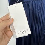 L'IDEE Womens Gala Gown Pleated Maxi Dress Size 8/S Midnight Navy Blue Satin Photo 5