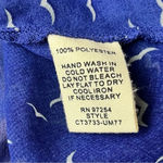 One Clothing  Los Angeles Navy Blue Crane Print Sheer Peplum Blouse Women’s L Photo 7