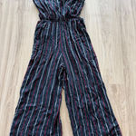 Hollister  Jumpsuit Medium Blue‎ Red White Striped Sleeveless Casual Romper Photo 0