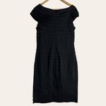 Cartise Black Rosette Tiered Cocktail Sheath Knee Length Dress Size 10 Photo 4