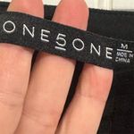 One 5 One Women's Skirt Medium Black Faux Suede A-Line Midi Paneled Stretch Photo 4