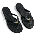 Tory Burch Black Willa Quilted Rubber Flip Flops Gold Logo Sandals Size 11 M Photo 1