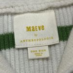 Anthropologie Maeve Sweater Vest Womens One Size Green Cream Striped 1/4 Zip Boxy Anthro Soft Photo 2