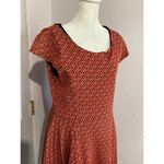 Maeve  Orange Black Geo A-Line Mini Pullover Dress Cap Sleeve Knit M Photo 1