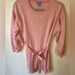 Draper James  Bobbie Sweatshirt Dress in Pink Embroidered Viola Size Medium Photo 1