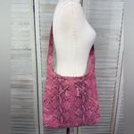 Women's Vegan Leather Satchel Purse Y2K Raspberry Pink Snakeprint Pattern Photo 0