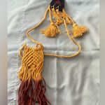 Paparazzi Boho Cloth Macrame 26” Necklace Tassel Earrings Set Yellow New Photo 0