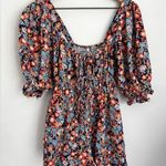 Free People Show Me Love Linen blend floral print romper smocked ruffle XS Photo 2