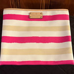 Kate Spade  Adrienne Bondi Road Pink and Cream Striped Clutch Photo 0