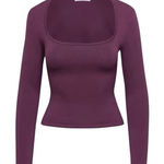 Aritzia Babaton top Florine Sculpt Knit Sweater eggplant purple choker neck 90s Photo 0