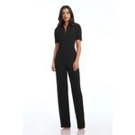Dress the Population NWOT  Gloria collar Front Zip Jumpsuit in Black Size large Photo 1