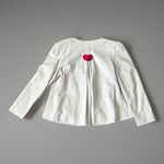 PRINGLE OF SCOTLAND White Ivory Leather Cropped Collarless Jacket Women's Coat 6 Photo 3