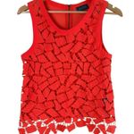 ASTR The Label Geometric Crochet Front Scoop Neck Tank Top Open Knit Bold Orange Photo 2
