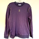 Adidas  Original Crew Wonder‎ Sweatshirt Women's Medium Purple Gold Zipper Casual Photo 4